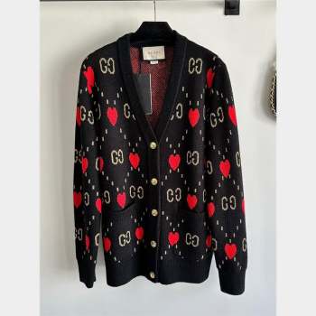 Gucci Wool Cashmere Cardigan G101925 Black Red 2023 (Q-23101925)