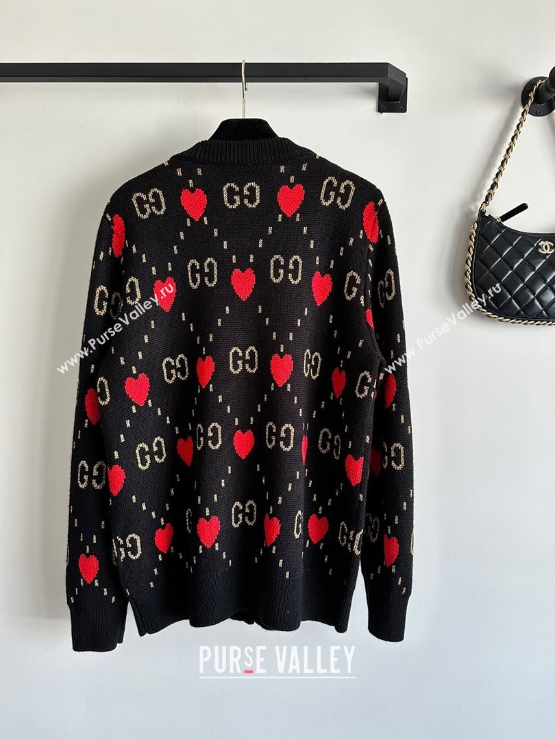 Gucci Wool Cashmere Cardigan G101925 Black Red 2023 (Q-23101925)