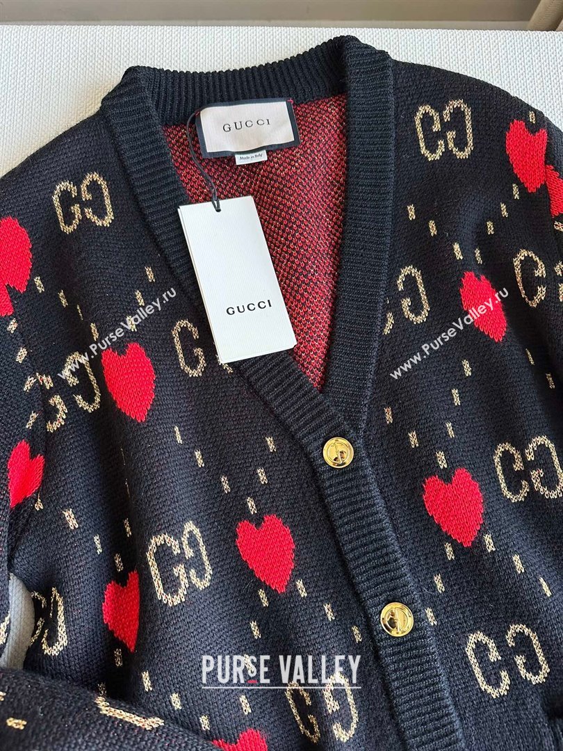 Gucci Wool Cashmere Cardigan G101925 Black Red 2023 (Q-23101925)