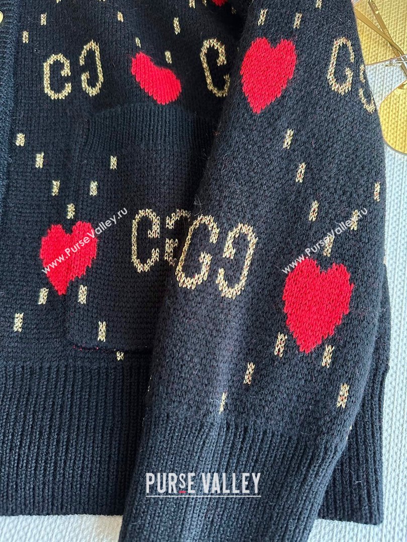 Gucci Wool Cashmere Cardigan G101925 Black Red 2023 (Q-23101925)