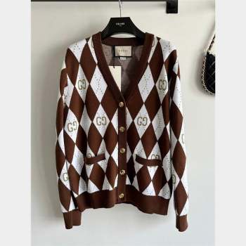 Gucci Wool Cashmere Cardigan G101923 Brown 2023 (Q-23101923)