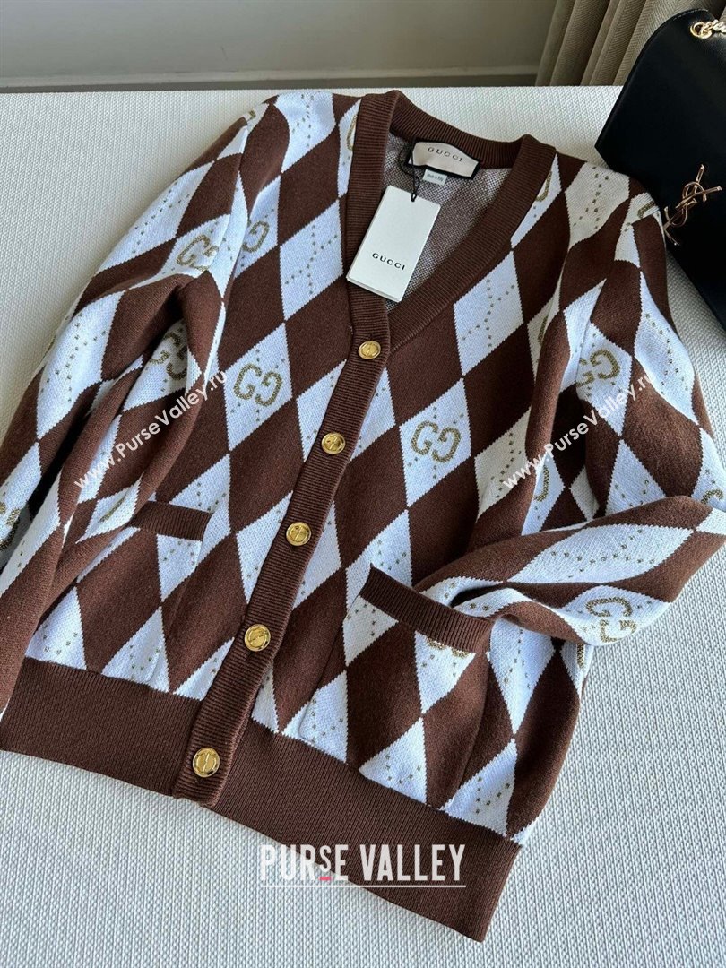 Gucci Wool Cashmere Cardigan G101923 Brown 2023 (Q-23101923)