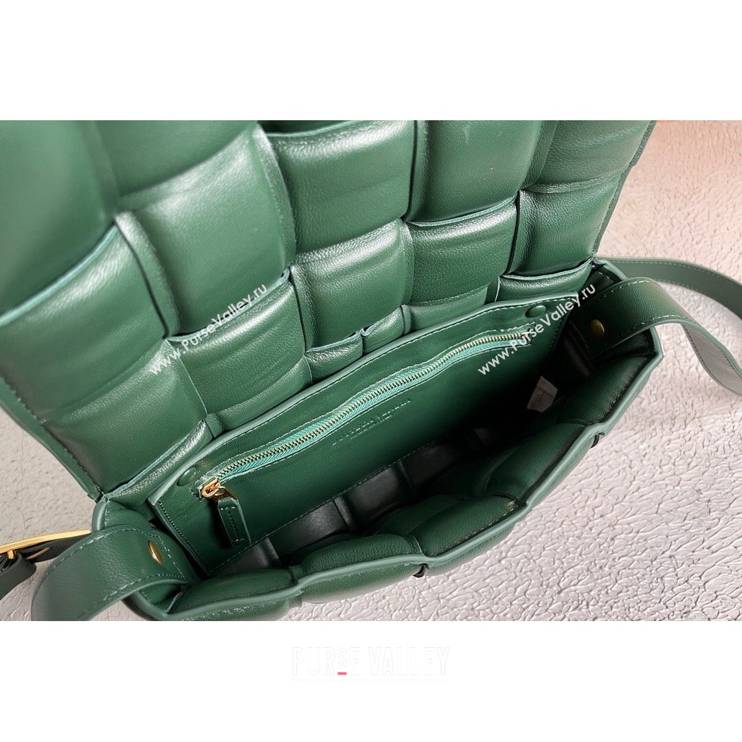 Bottega Veneta Padded Cassette Medium Crossbody Messenger Bag Raintree Green 2021 (MS-21091137)