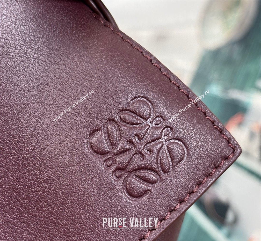 Loewe Small Puzzle bag in smooth calfskin with woven Handle Dark Burgundy 2025 0925 (nana-250925028)