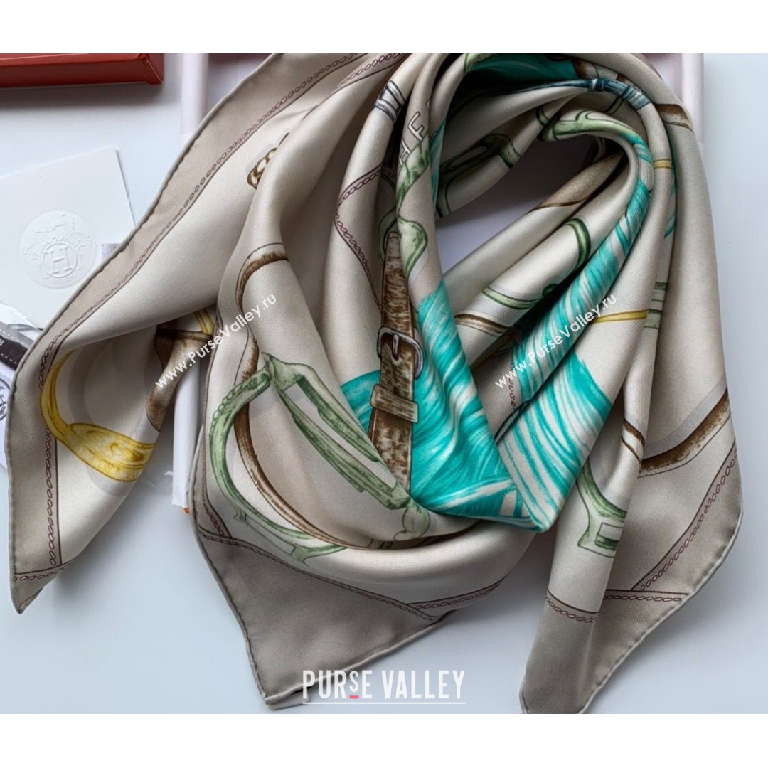 Hermes Sketch Twilly Silk Square Scarf 90x90cm Green 2021 (WNS-21081802)