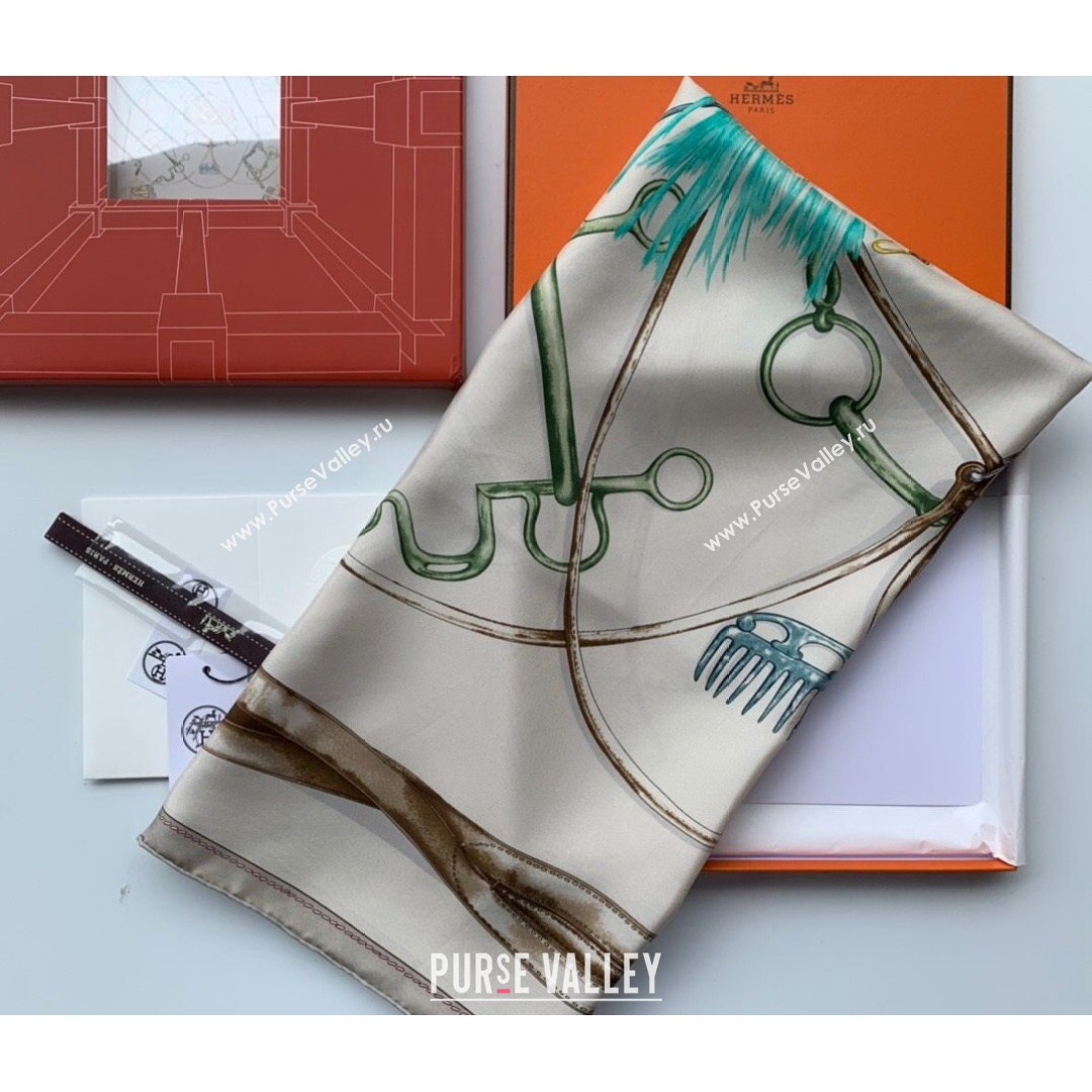 Hermes Sketch Twilly Silk Square Scarf 90x90cm Green 2021 (WNS-21081802)