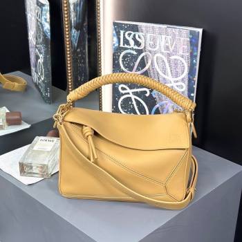 Loewe Small Puzzle bag in smooth calfskin with woven Handle Yellow 2025 0925 (nana-250925029)