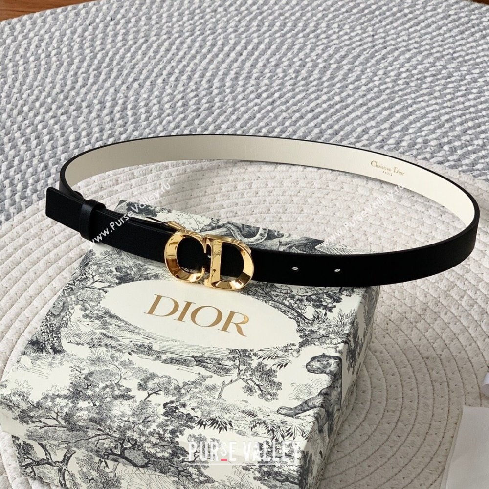 Dior CD Calfskin Belt 2cm Black/White/Gold 2024 (YANG-24111303)