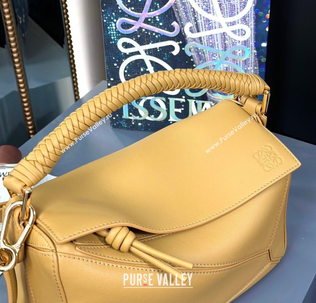 Loewe Small Puzzle bag in smooth calfskin with woven Handle Yellow 2025 0925 (nana-250925029)