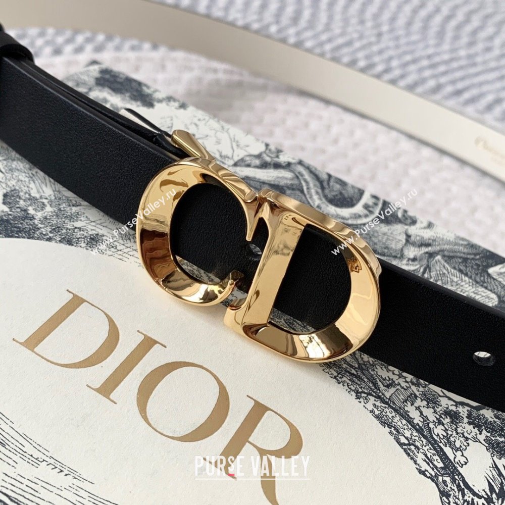 Dior CD Calfskin Belt 2cm Black/White/Gold 2024 (YANG-24111303)