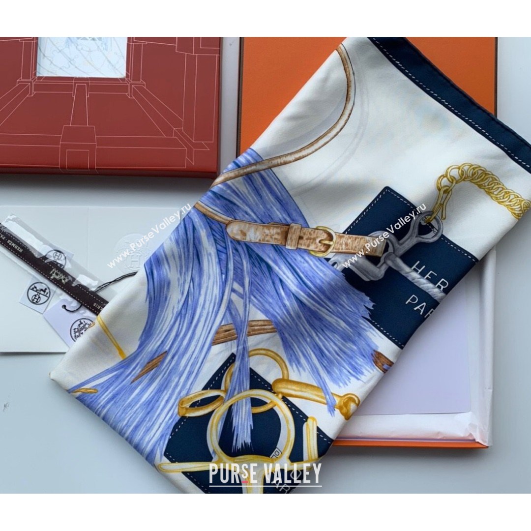 Hermes Sketch Twilly Silk Square Scarf 90x90cm Blue 2021 (WNS-21081801)