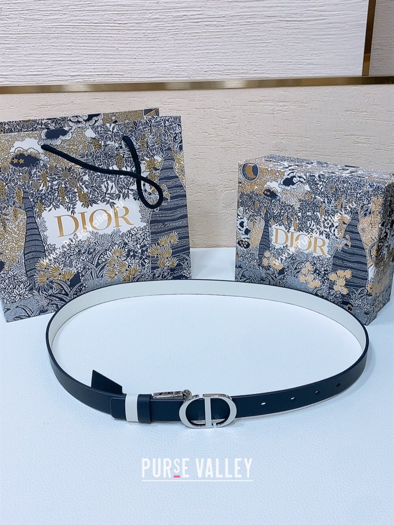 Dior Reversible Leather Belt 2cm Black/Whtie 2024 (YANG-24111302)