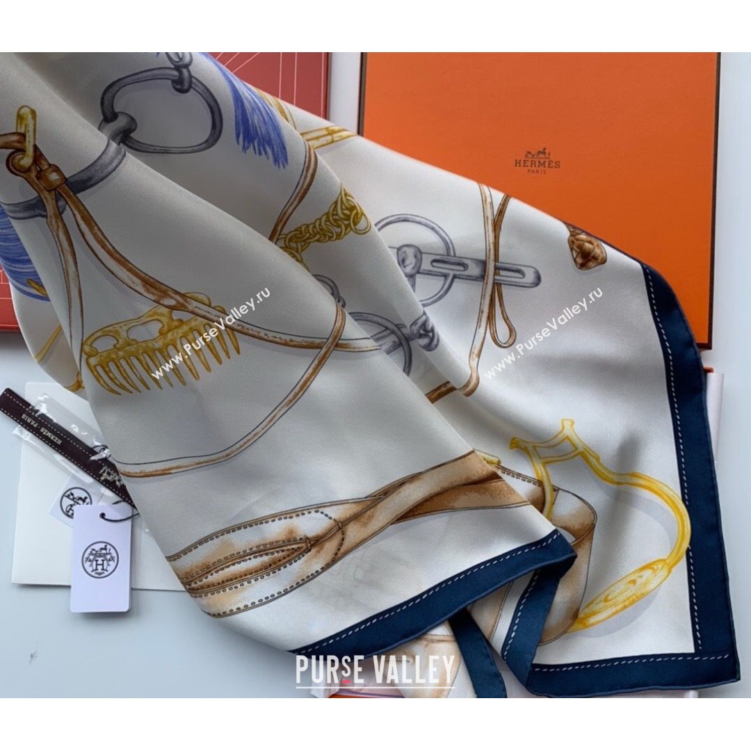 Hermes Sketch Twilly Silk Square Scarf 90x90cm Blue 2021 (WNS-21081801)