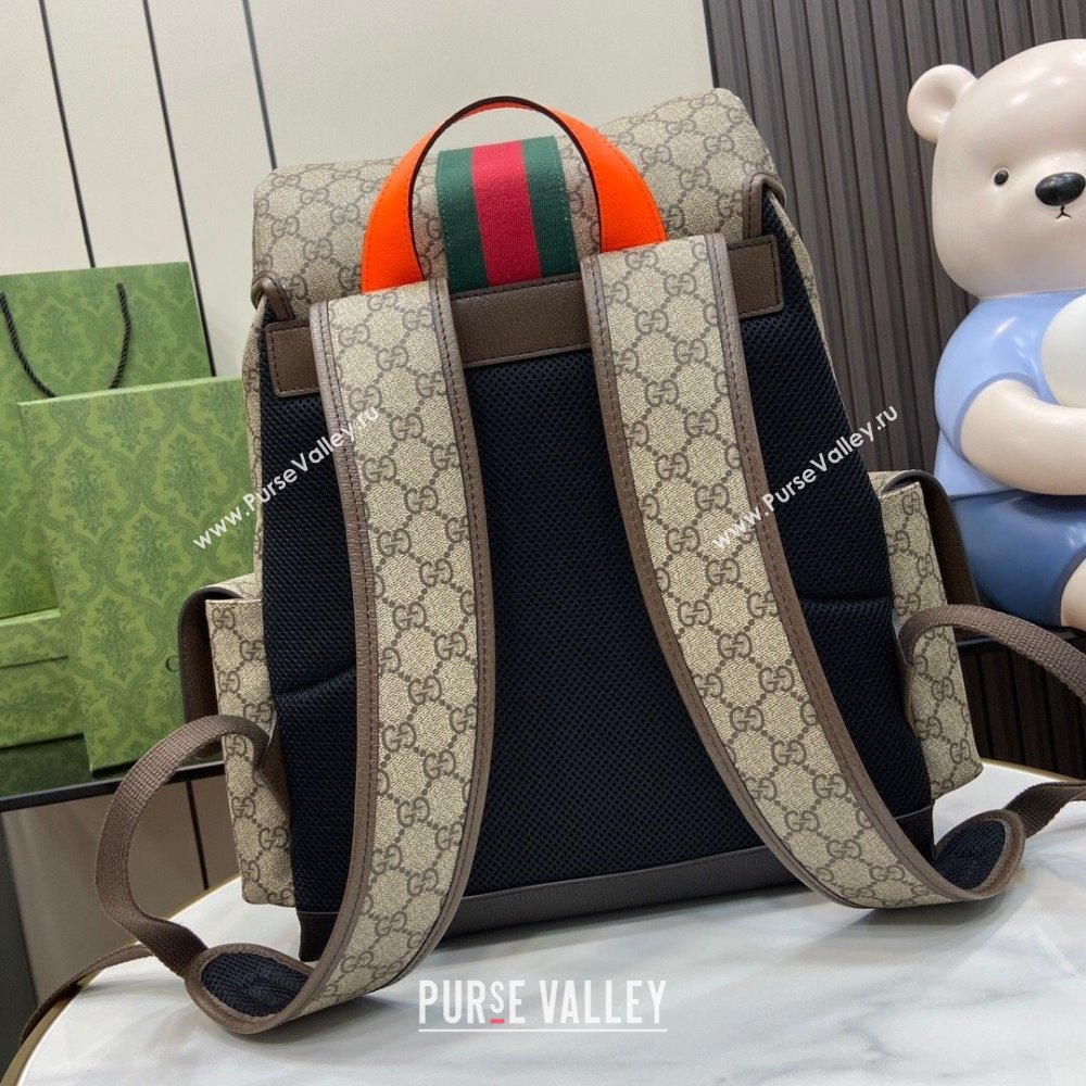 Gucci Mens Ophidia GG Canvas Medium Backpack Bag 598140 Beige/Orange 2024 (XLU-24042101)