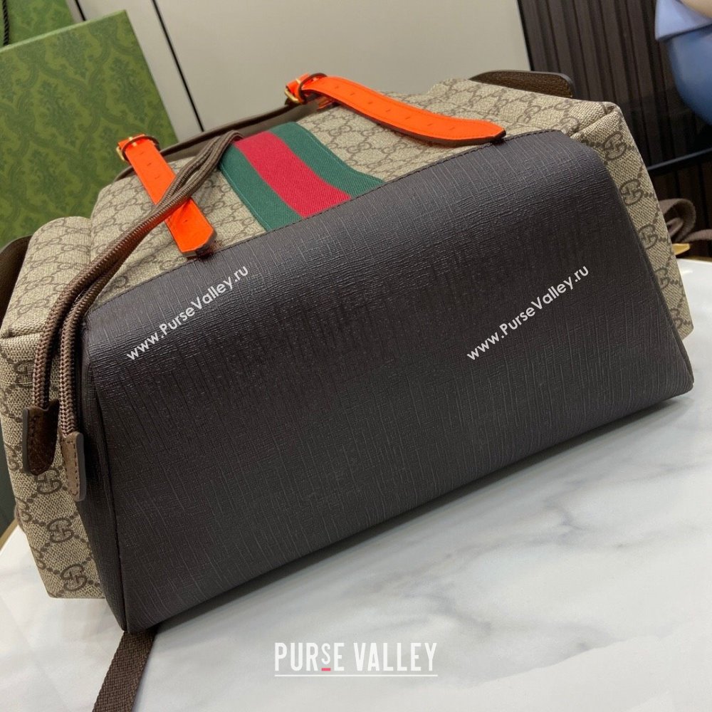 Gucci Mens Ophidia GG Canvas Medium Backpack Bag 598140 Beige/Orange 2024 (XLU-24042101)