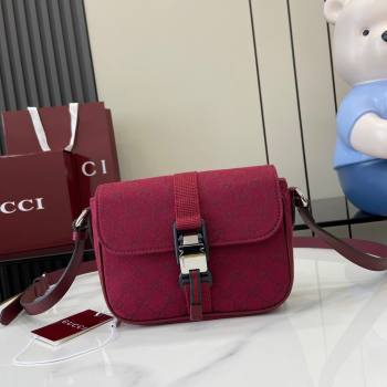 Gucci GG Canvas Mini Crossbody Bag Rosso Ancora Red 2024 802100 (XLU-24093018)