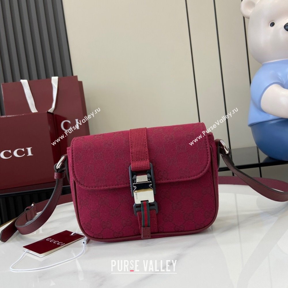 Gucci GG Canvas Mini Crossbody Bag Rosso Ancora Red 2024 802100 (XLU-24093018)