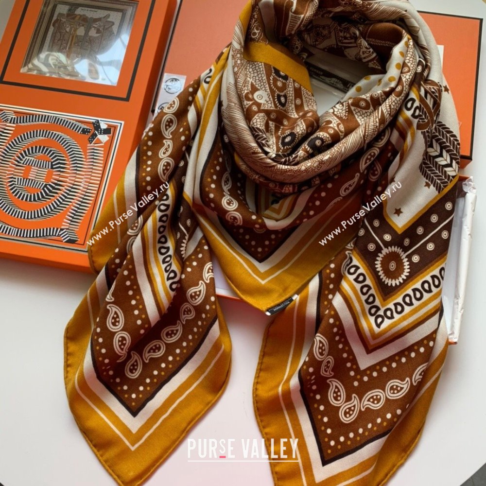 Hermes Cashmere Silk Sqaure Shawl Scarf 140cm H8603 Brown 2024 Top (WNS-24080603)