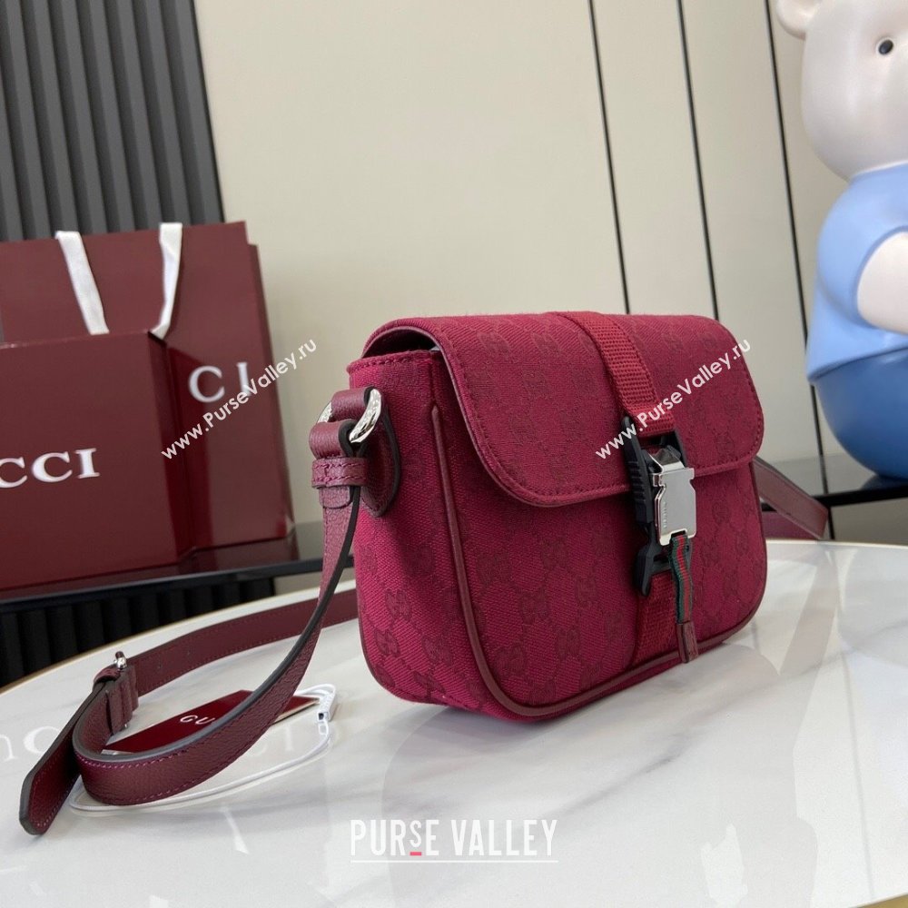 Gucci GG Canvas Mini Crossbody Bag Rosso Ancora Red 2024 802100 (XLU-24093018)