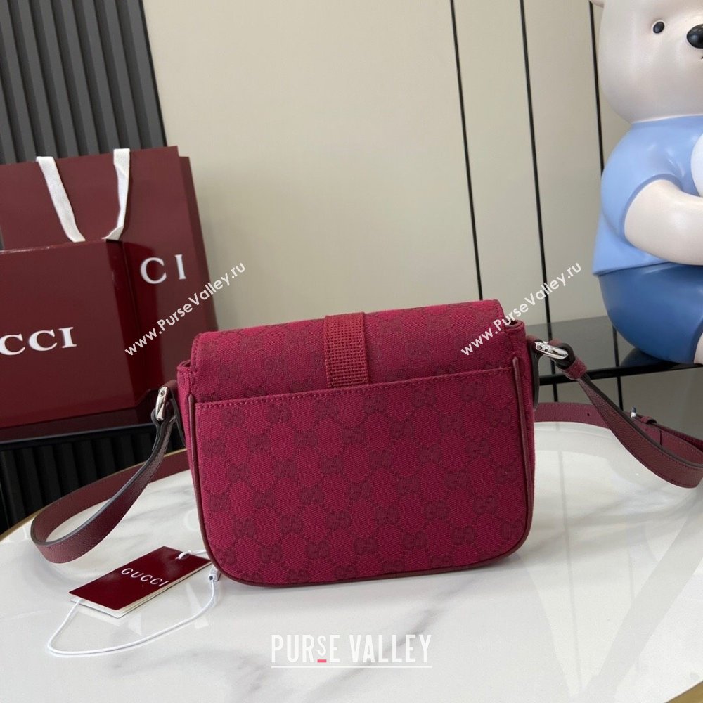 Gucci GG Canvas Mini Crossbody Bag Rosso Ancora Red 2024 802100 (XLU-24093018)