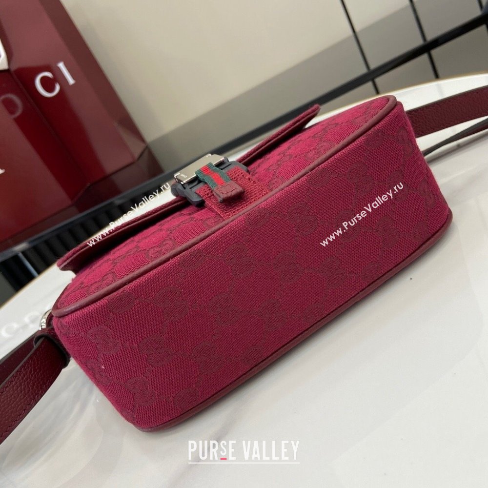 Gucci GG Canvas Mini Crossbody Bag Rosso Ancora Red 2024 802100 (XLU-24093018)