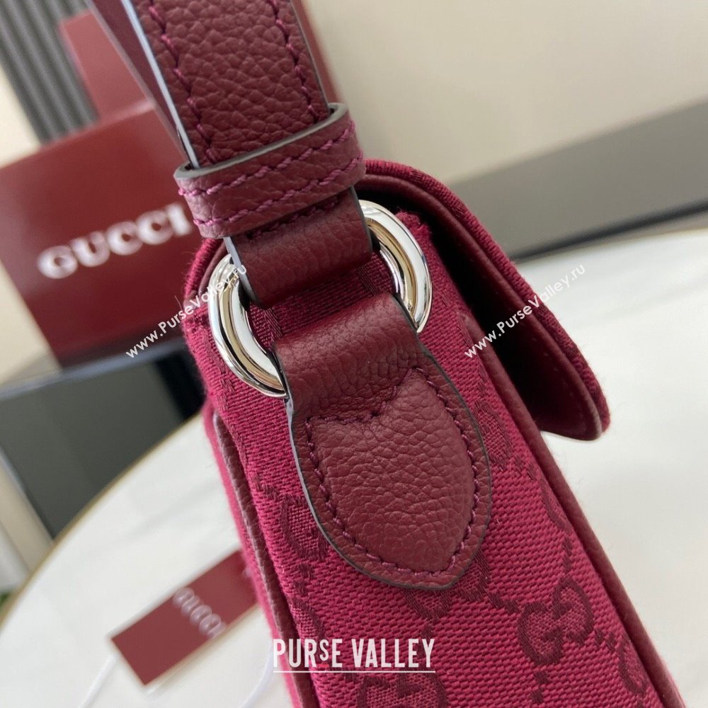 Gucci GG Canvas Mini Crossbody Bag Rosso Ancora Red 2024 802100 (XLU-24093018)