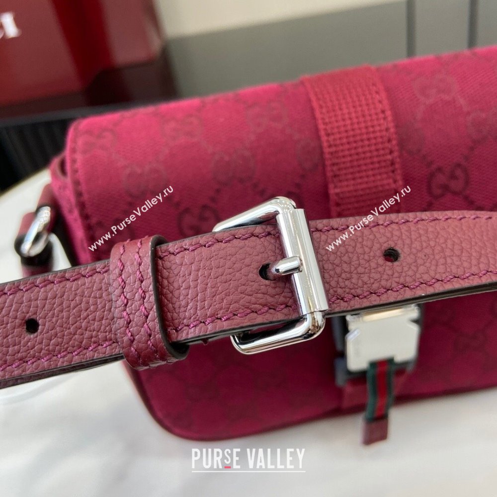 Gucci GG Canvas Mini Crossbody Bag Rosso Ancora Red 2024 802100 (XLU-24093018)