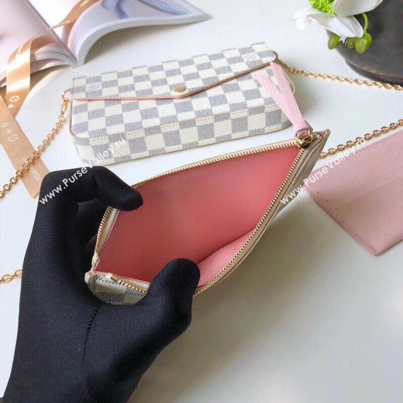 Louis Vuitton Pochette Felicie Chain Wallet WOC in Damier Azur Canvas N63106 (KI-240218059)