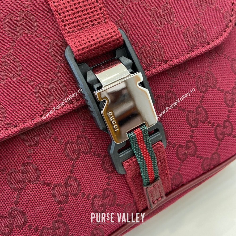 Gucci GG Canvas Mini Crossbody Bag Rosso Ancora Red 2024 802100 (XLU-24093018)