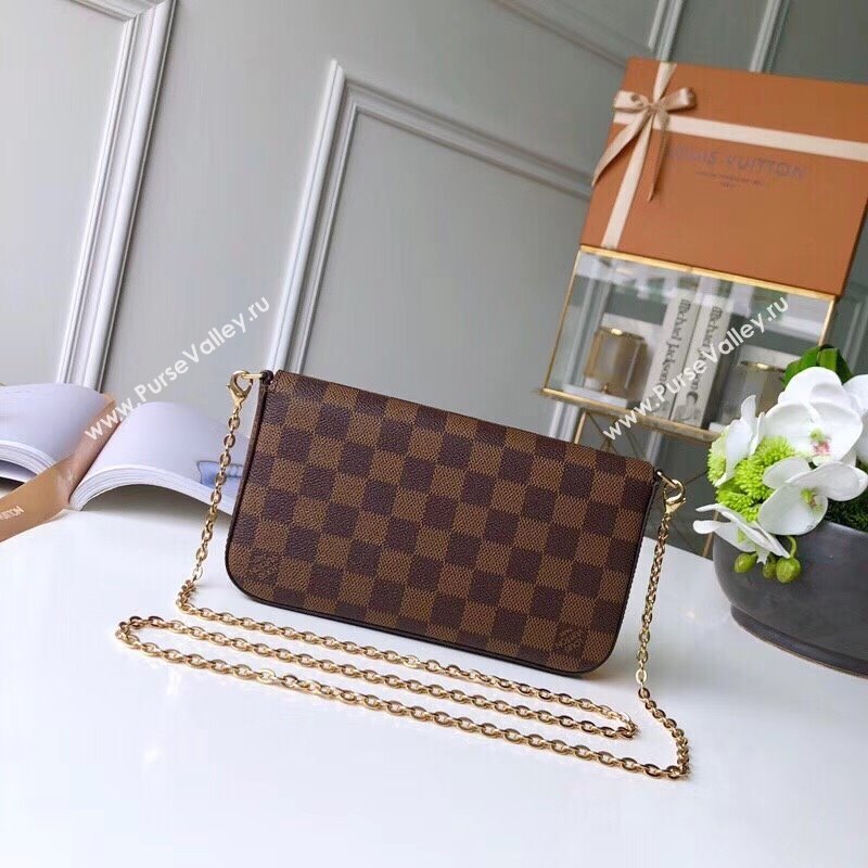 Louis Vuitton Pochette Felicie Chain Wallet WOC in Damier Ebene Canvas N63032 (KI-240218060)