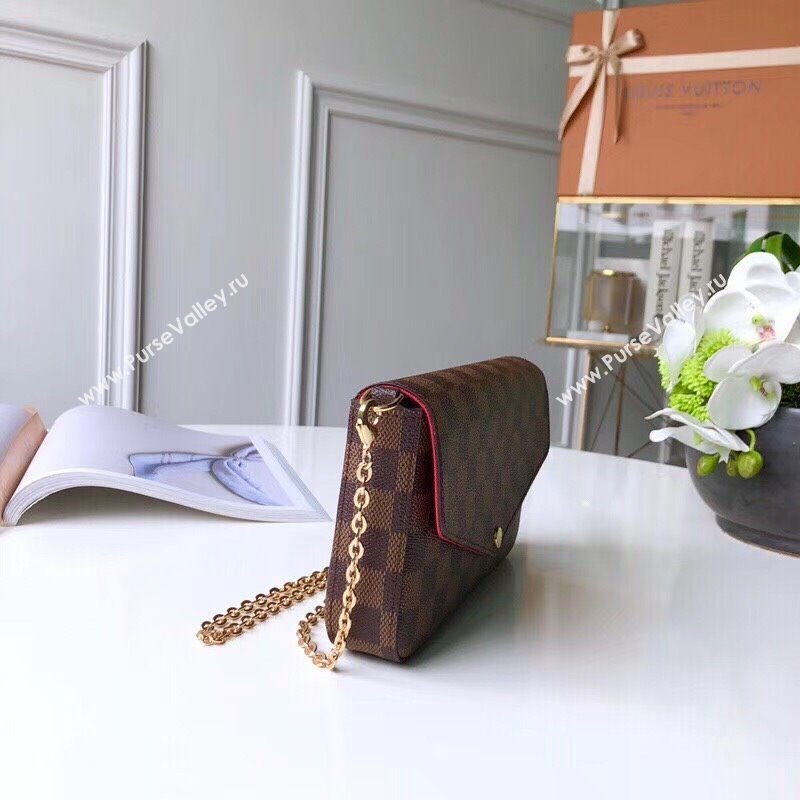 Louis Vuitton Pochette Felicie Chain Wallet WOC in Damier Ebene Canvas N63032 (KI-240218060)