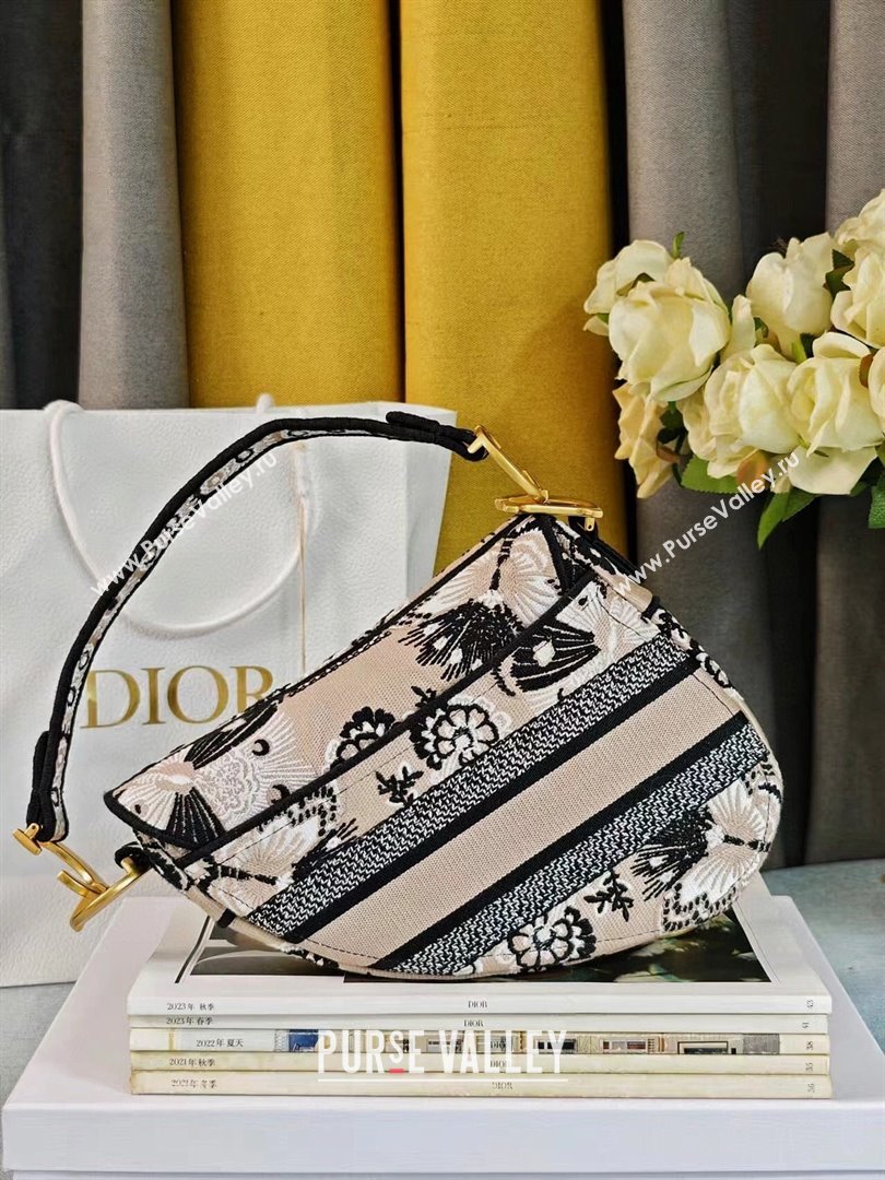 Dior Medium Saddle Bag in Beige Multicolor Butterfly Bandana Embroidery 2024 (DMZ-241817)