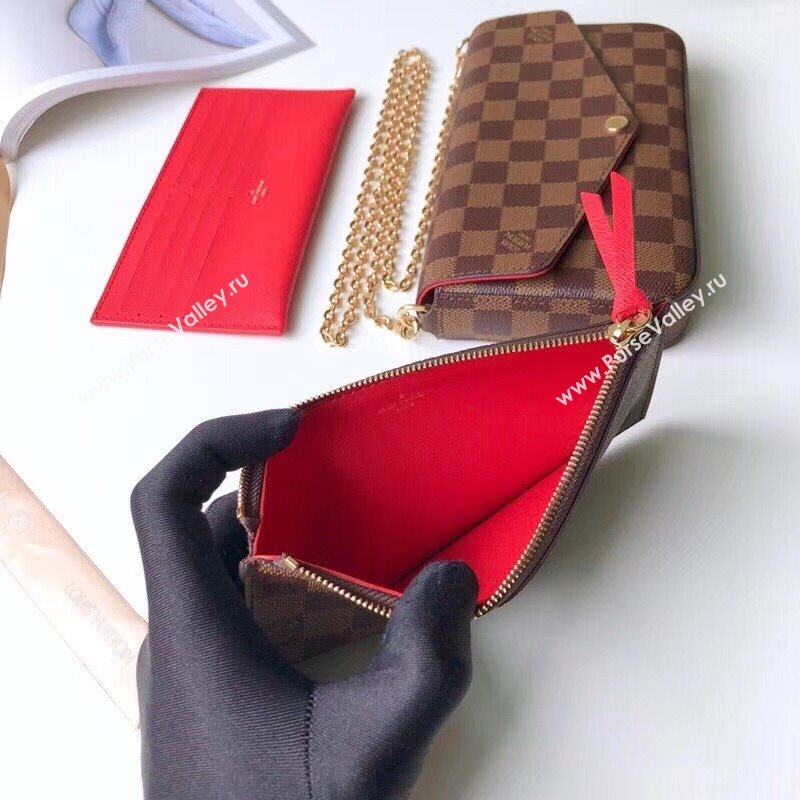 Louis Vuitton Pochette Felicie Chain Wallet WOC in Damier Ebene Canvas N63032 (KI-240218060)