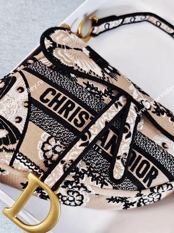 Dior Medium Saddle Bag in Beige Multicolor Butterfly Bandana Embroidery 2024 (DMZ-241817)