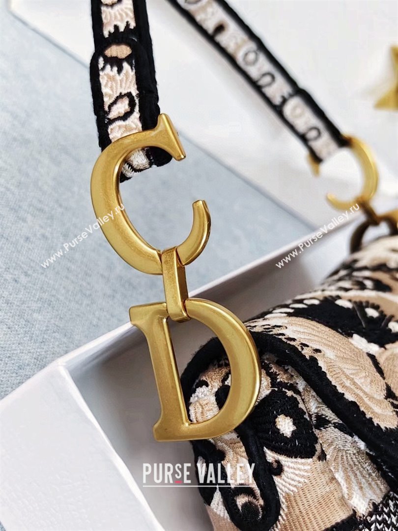 Dior Medium Saddle Bag in Beige Multicolor Butterfly Bandana Embroidery 2024 (DMZ-241817)