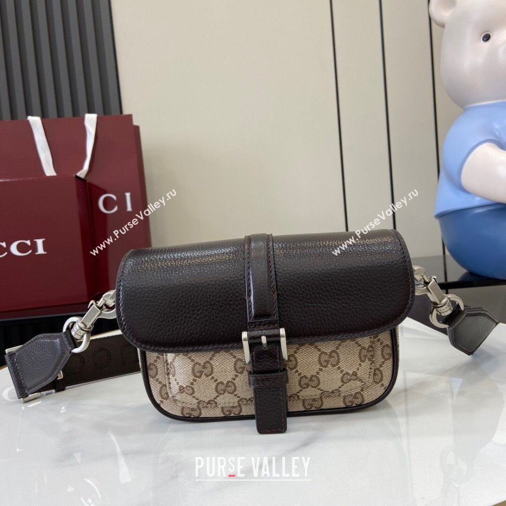 Gucci GG Super Mini Bag in Beige and Ebony Original GG Canvas and Leather 795213 2024 (XLU-24093026)