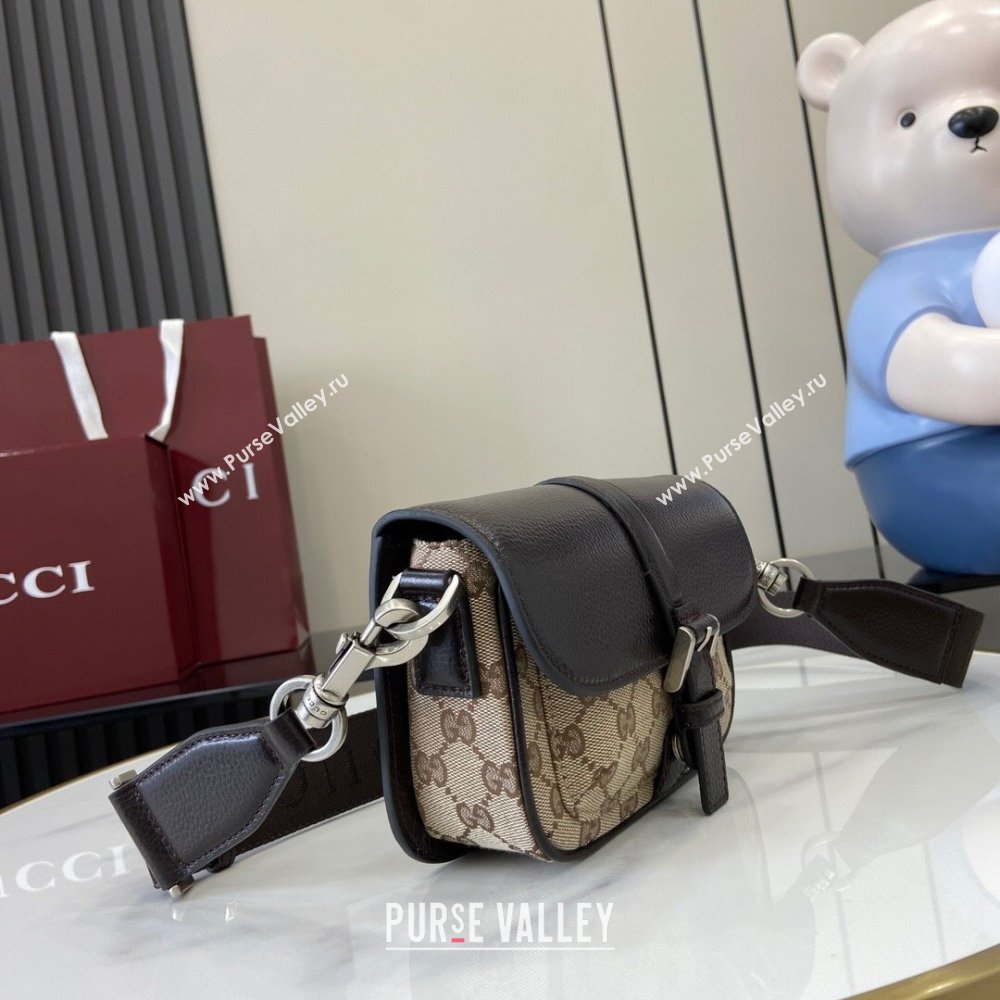 Gucci GG Super Mini Bag in Beige and Ebony Original GG Canvas and Leather 795213 2024 (XLU-24093026)