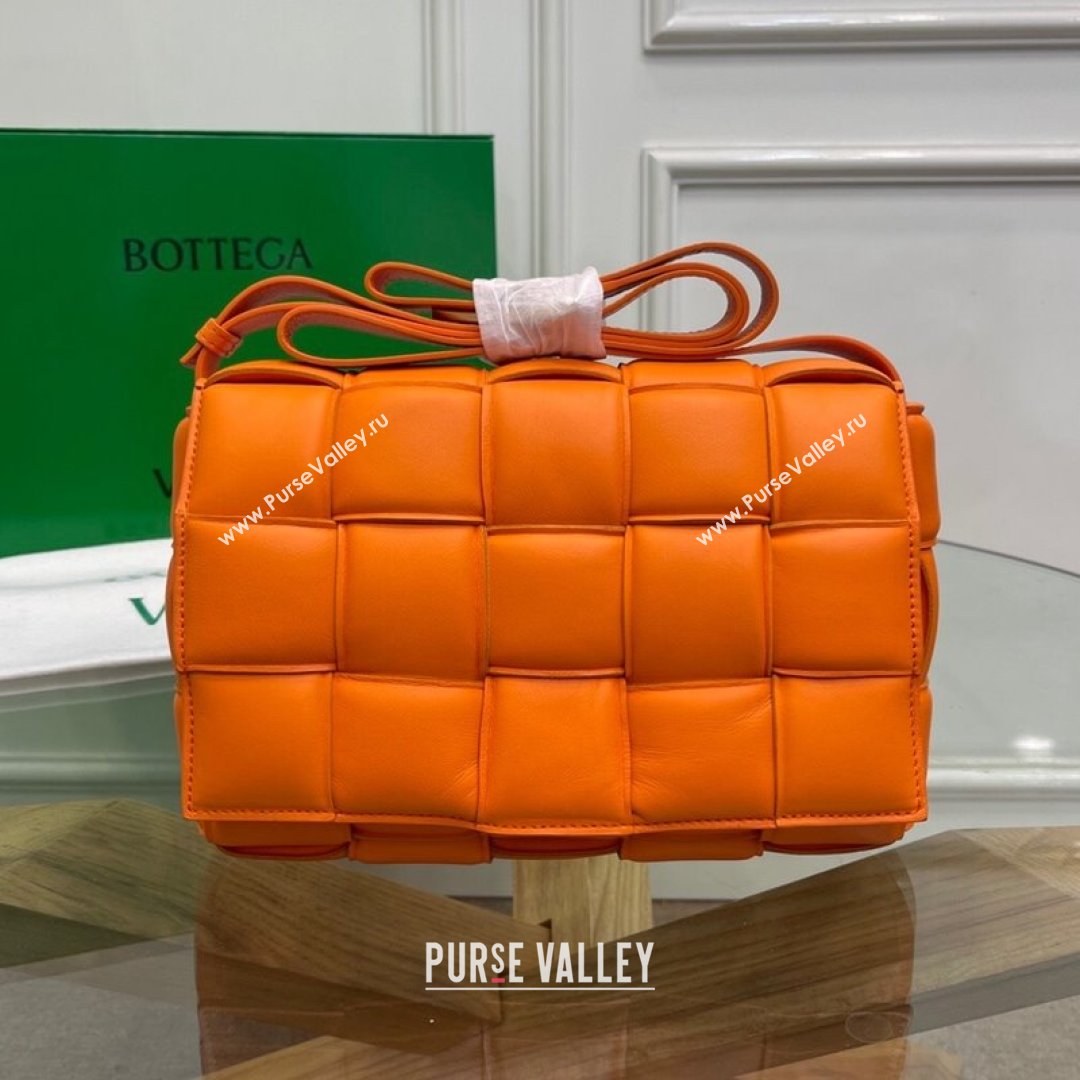 Bottega Veneta Padded Cassette Medium Crossbody Messenger Bag Bright Orange 2021 (MS-21091143)