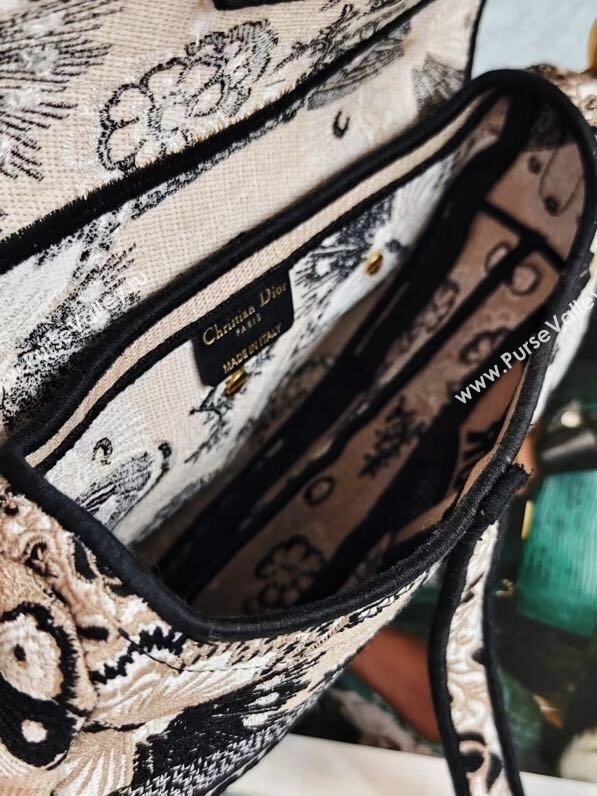 Dior Medium Saddle Bag in Beige Multicolor Butterfly Bandana Embroidery 2024 (DMZ-241817)