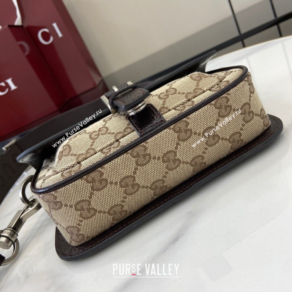 Gucci GG Super Mini Bag in Beige and Ebony Original GG Canvas and Leather 795213 2024 (XLU-24093026)