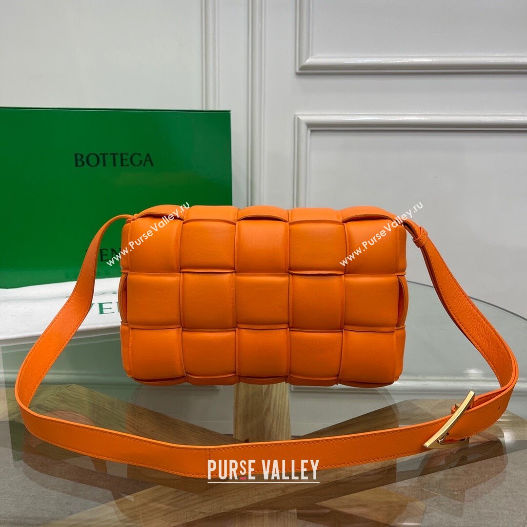 Bottega Veneta Padded Cassette Medium Crossbody Messenger Bag Bright Orange 2021 (MS-21091143)