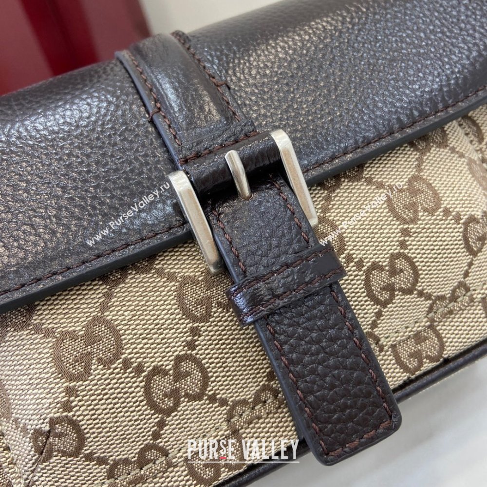 Gucci GG Super Mini Bag in Beige and Ebony Original GG Canvas and Leather 795213 2024 (XLU-24093026)