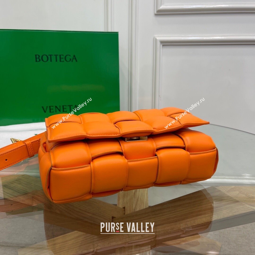 Bottega Veneta Padded Cassette Medium Crossbody Messenger Bag Bright Orange 2021 (MS-21091143)