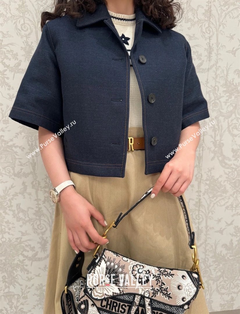 Dior Medium Saddle Bag in Beige Multicolor Butterfly Bandana Embroidery 2024 (DMZ-241817)