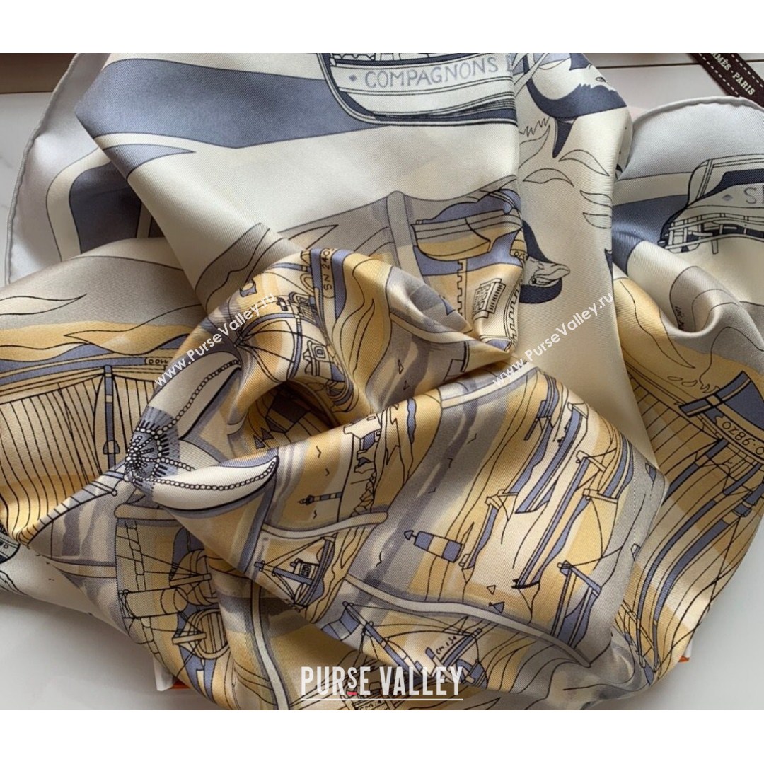 Hermes Sea Snail Twilly Silk Square Scarf 90x90cm Grey 2021 (WNS-21081810)