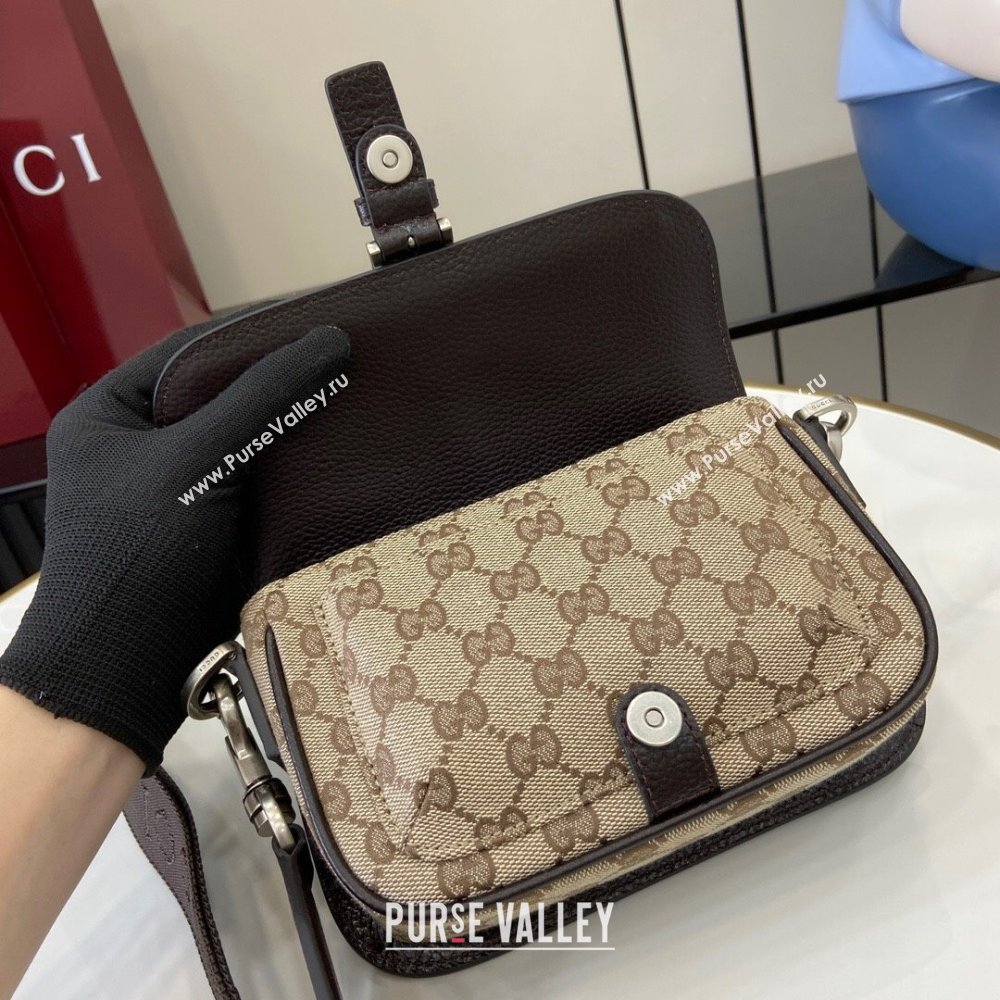 Gucci GG Super Mini Bag in Beige and Ebony Original GG Canvas and Leather 795213 2024 (XLU-24093026)