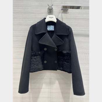 Prada Cashmere Short Coat P102010 Black 2023 (Q-23102010)