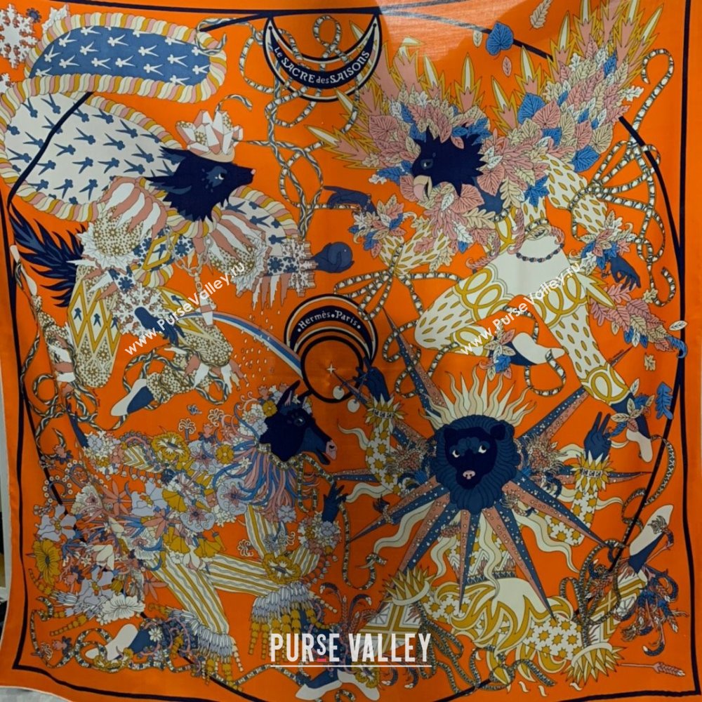 Hermes Cashmere Silk Sqaure Shawl Scarf 140cm H8607 Orange 2024 Top (WNS-24080607)