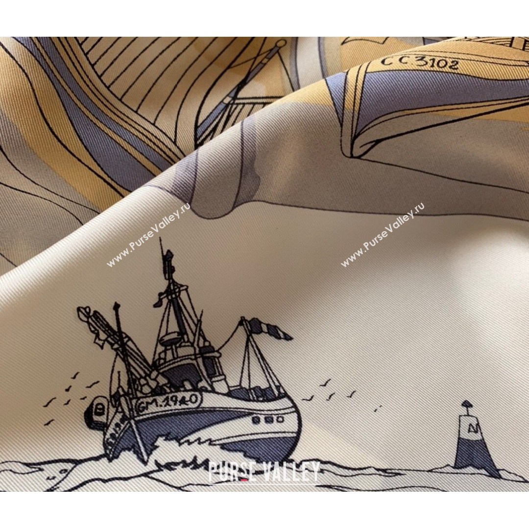 Hermes Sea Snail Twilly Silk Square Scarf 90x90cm Grey 2021 (WNS-21081810)