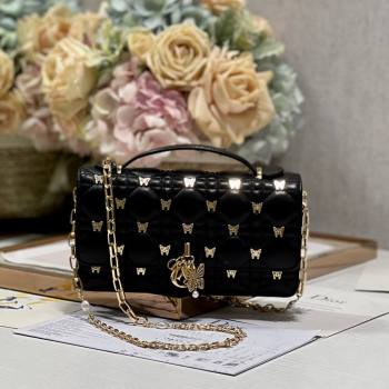 Dior Miss Dior Top Handle Bag with Gold-Finish Butterfly Studs Black 2024 (DMZ-241807)